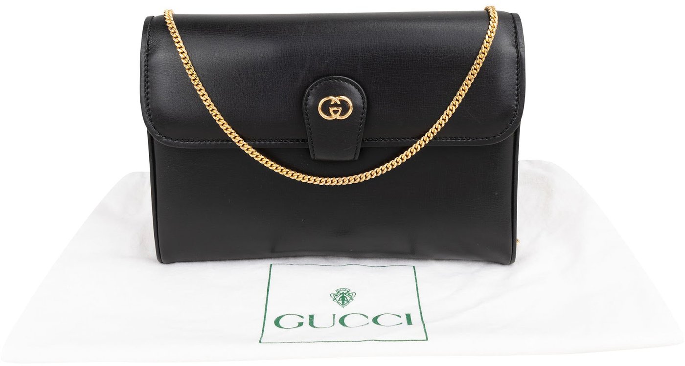 Gucci Leather Interlocking GG Chain Crossbody Bag