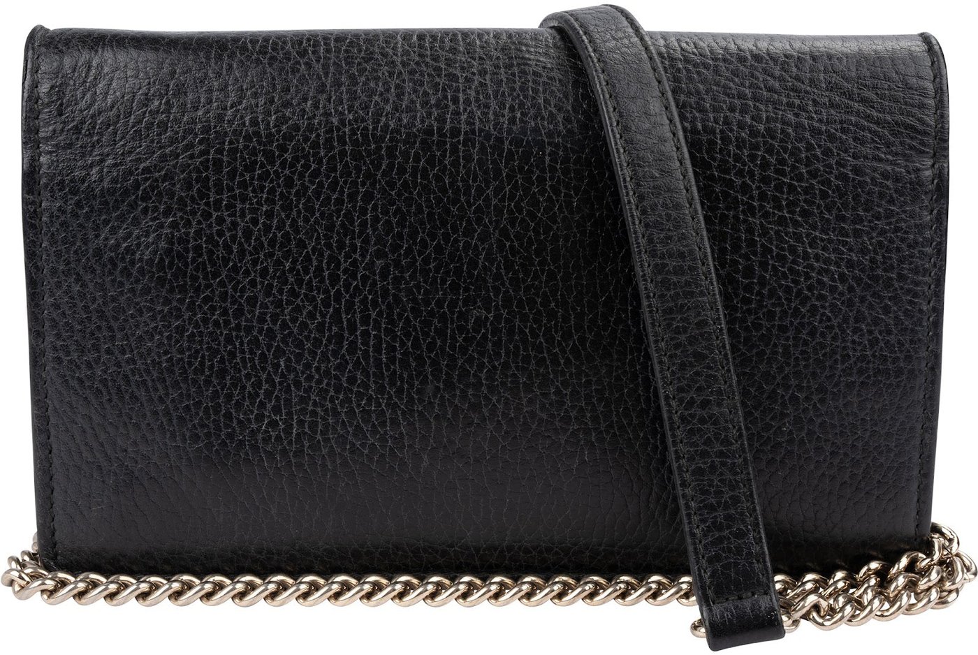 Gucci Grained Leather Interlocking GG Wallet On Chain Crossbody Bag
