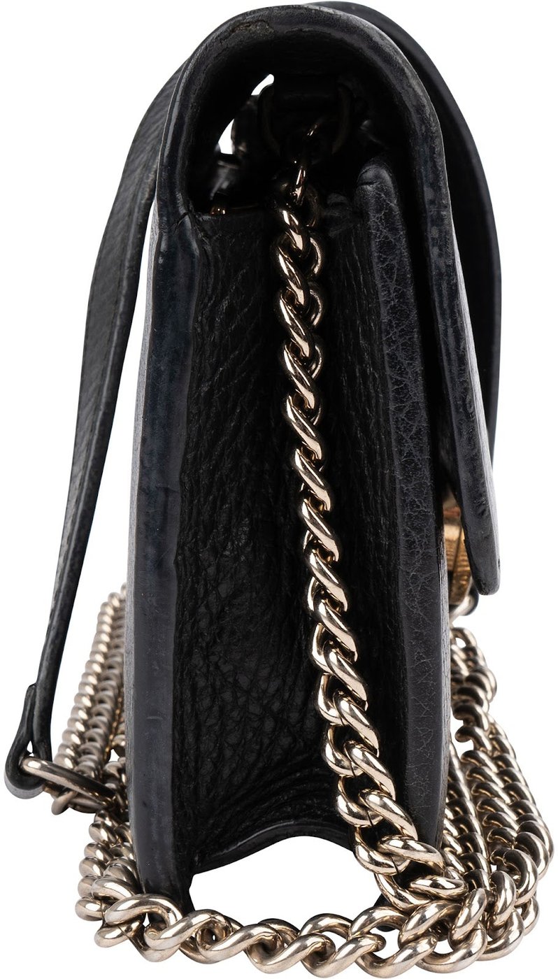 Gucci Grained Leather Interlocking GG Wallet On Chain Crossbody Bag