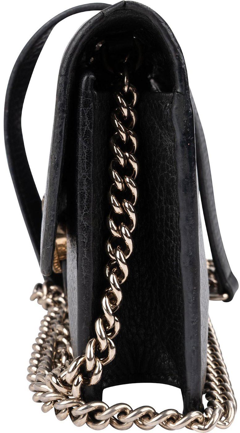 Gucci Grained Leather Interlocking GG Wallet On Chain Crossbody Bag