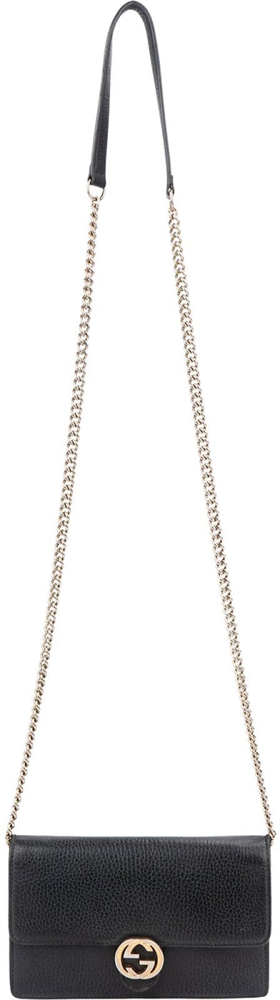 Gucci Grained Leather Interlocking GG Wallet On Chain Crossbody Bag