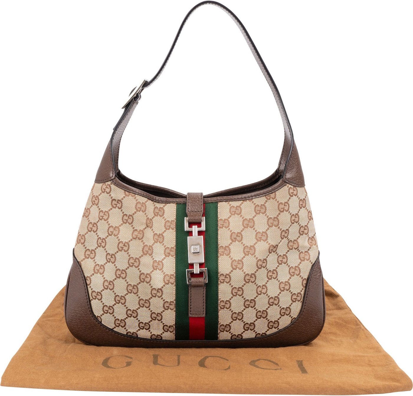 Gucci Monogram GG Canvas Jackie O Web Shoulder Bag New Model
