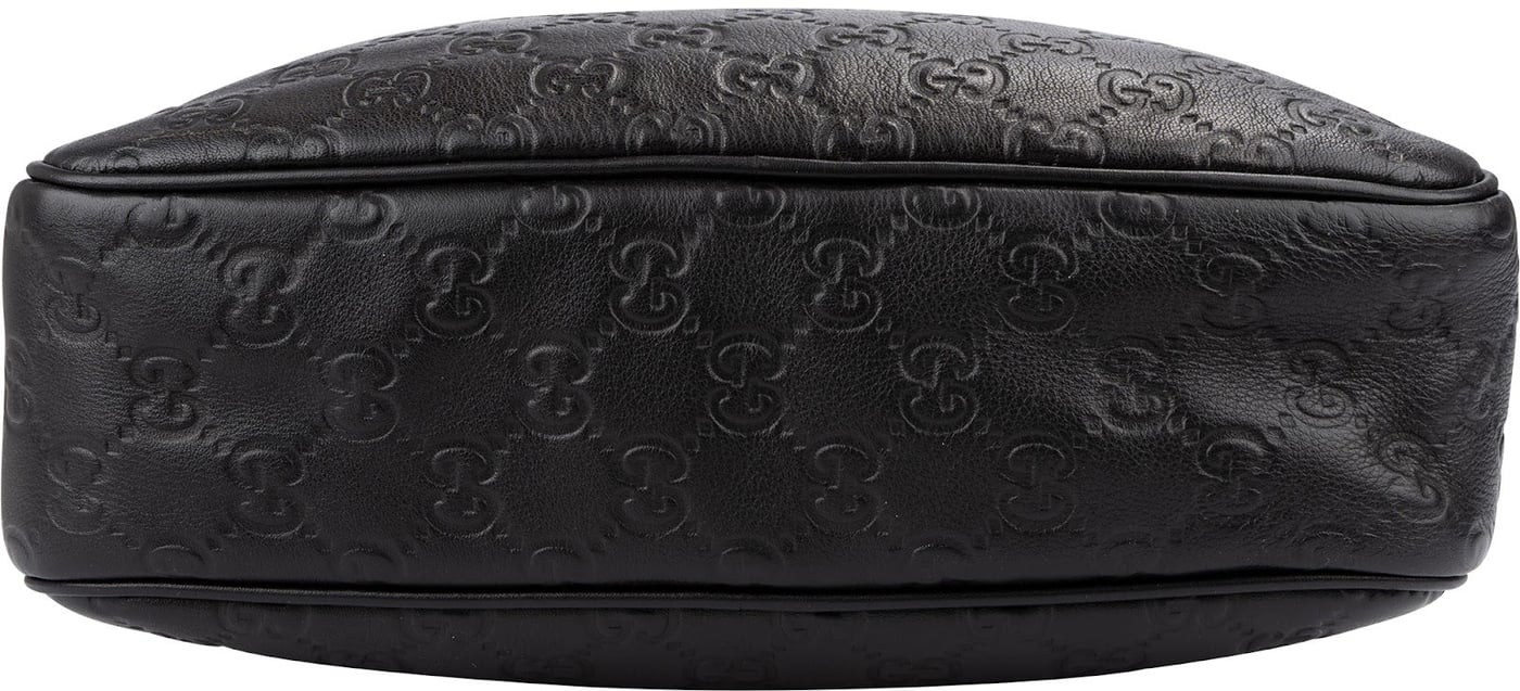 Gucci Black Guccissima Leather GG Messenger Crossbody Bag