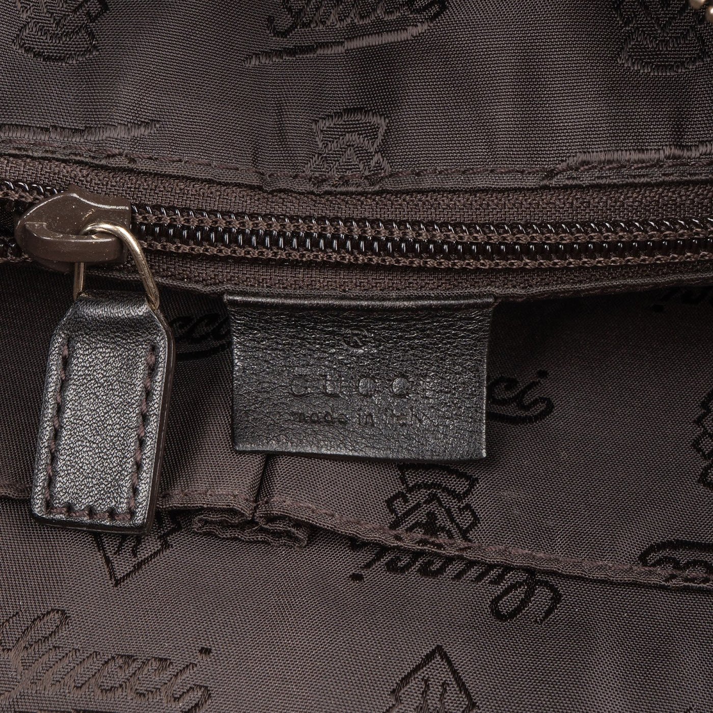 Gucci Black Guccissima Leather GG Messenger Crossbody Bag