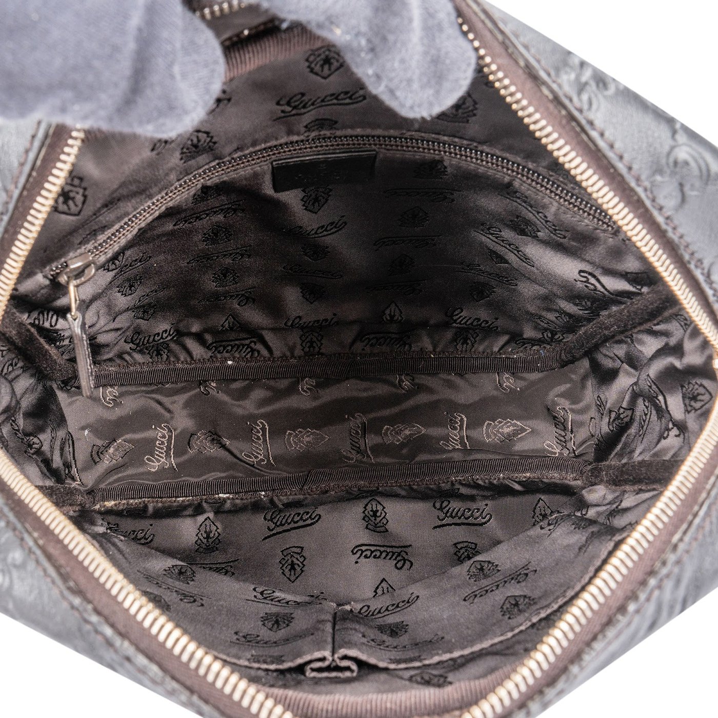 Gucci Black Guccissima Leather GG Messenger Crossbody Bag
