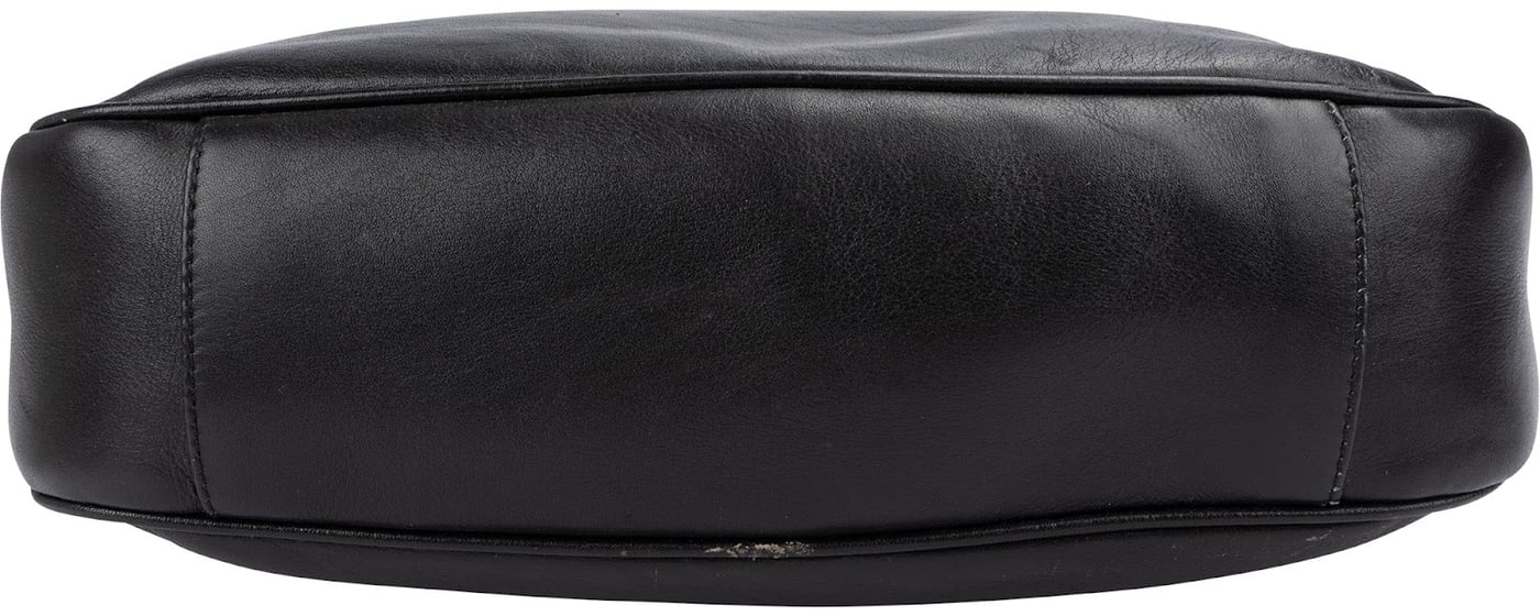 Gucci Black Leather Bamboo Top Handle Shoulder Bag