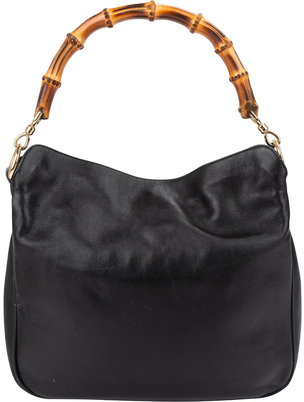 Gucci Black Leather Bamboo Top Handle Shoulder Bag