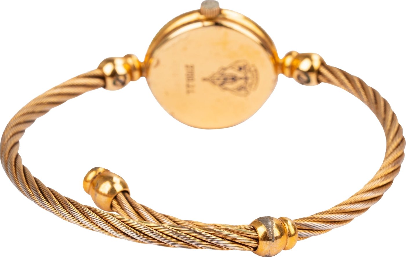 Gucci Gold Tone Black Dial Twisted Cable Bangle 2700.2.L Woman Watch