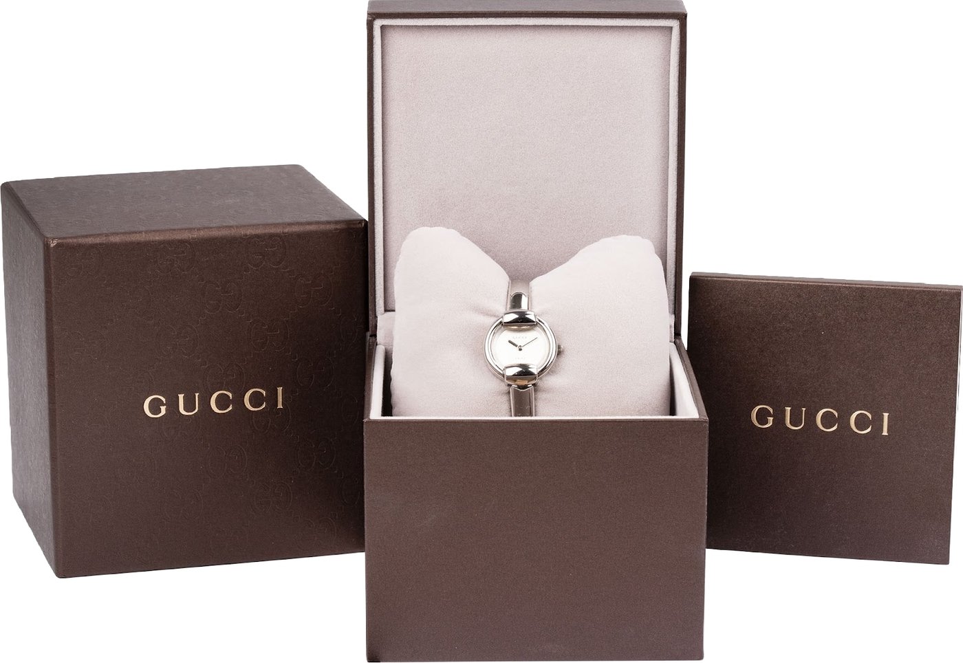 Gucci Silver Tone G Bangle 1400L Woman Watch