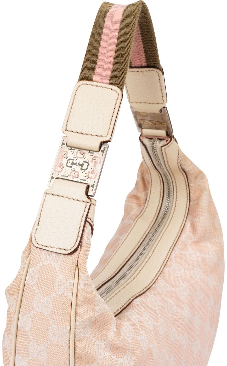 Gucci Monogram GG Canvas Pink Horsebit Web Shoulder Bag