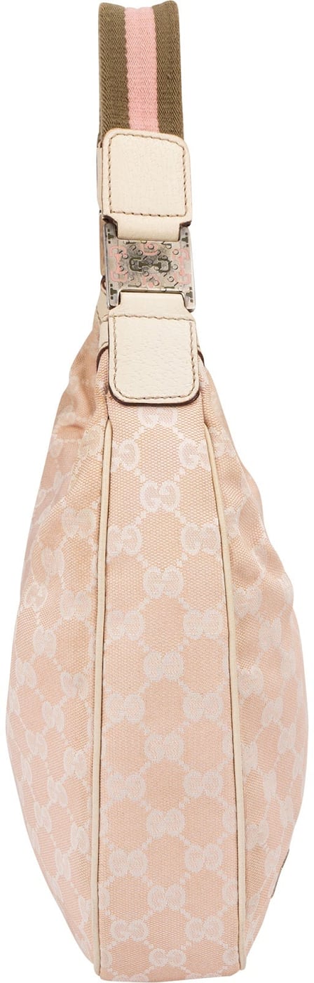 Gucci Monogram GG Canvas Pink Horsebit Web Shoulder Bag