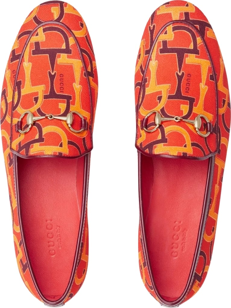 Gucci Jordaan Orange Horsebit Canvas Loafer