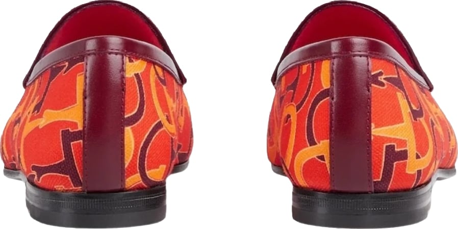 Gucci Jordaan Orange Horsebit Canvas Loafer