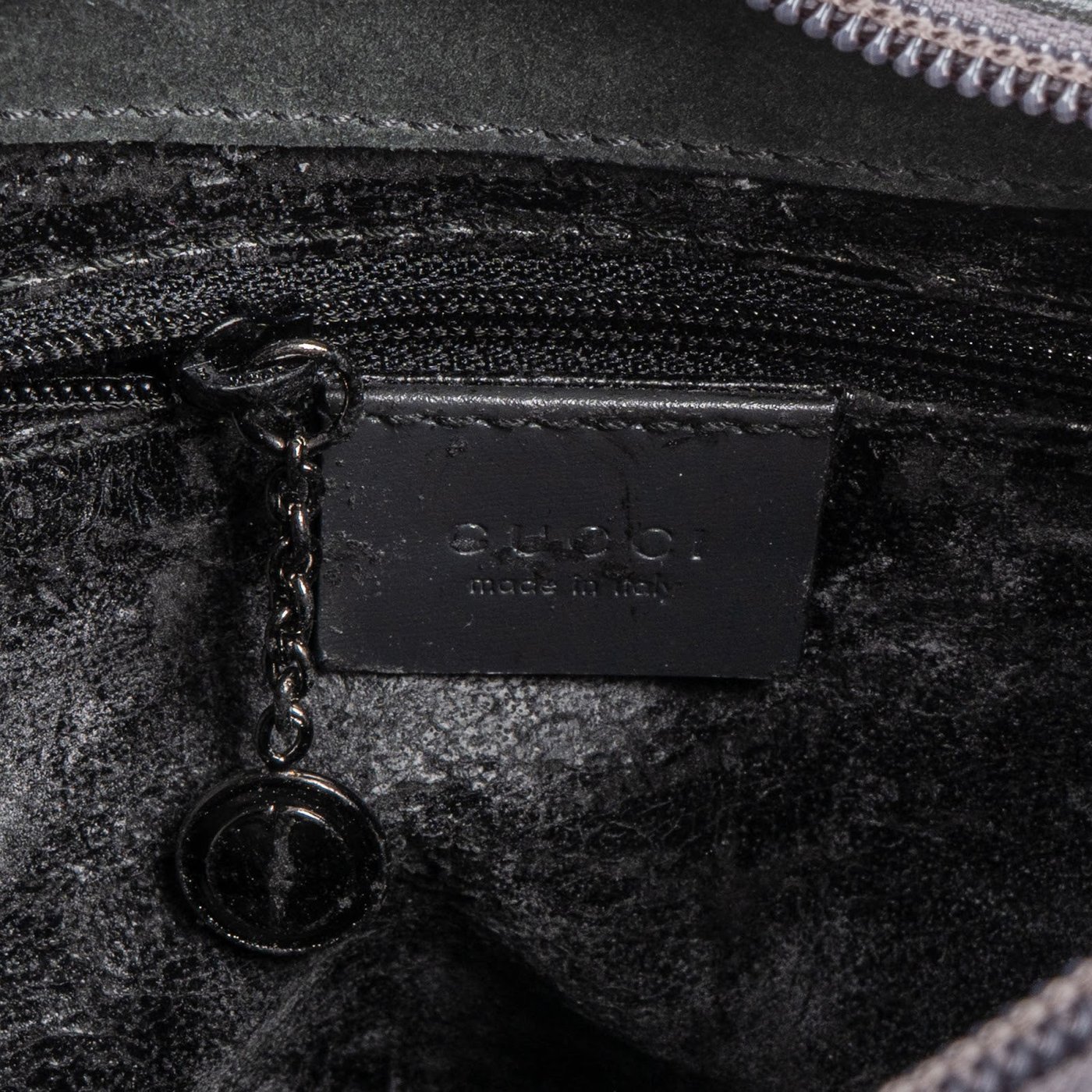 Gucci Monogram GG Suede Small Bamboo Handle Shoulder Bag