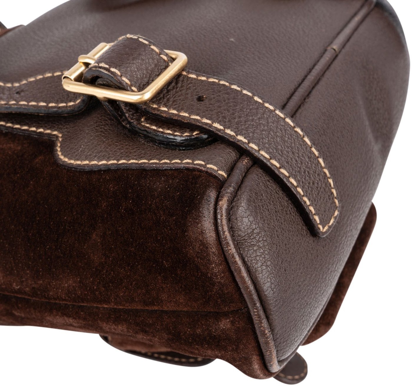 Gucci Brown Suede Small Bamboo Backpack