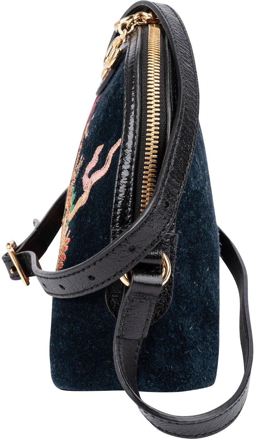 Gucci Suede Ophidia GG Embroidered Dragon Crossbody Bag