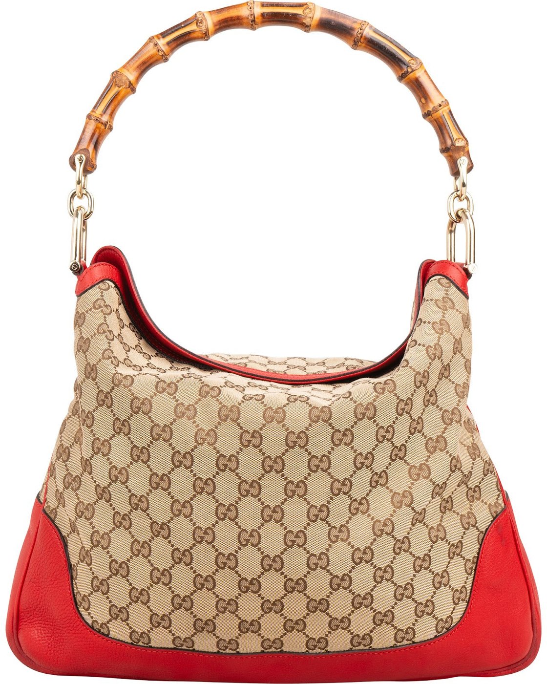 Gucci Monogram GG Canvas Bamboo Handle Hobo Shoulder Bag