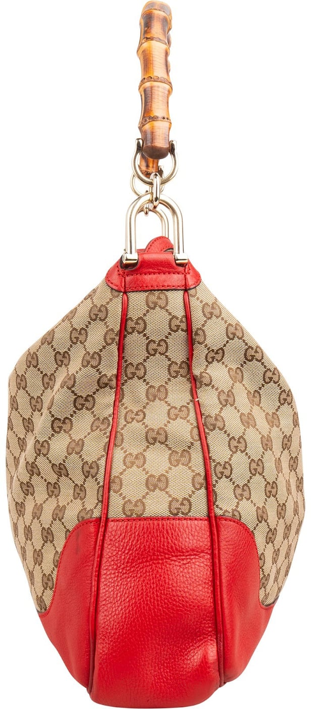 Gucci Monogram GG Canvas Bamboo Handle Hobo Shoulder Bag