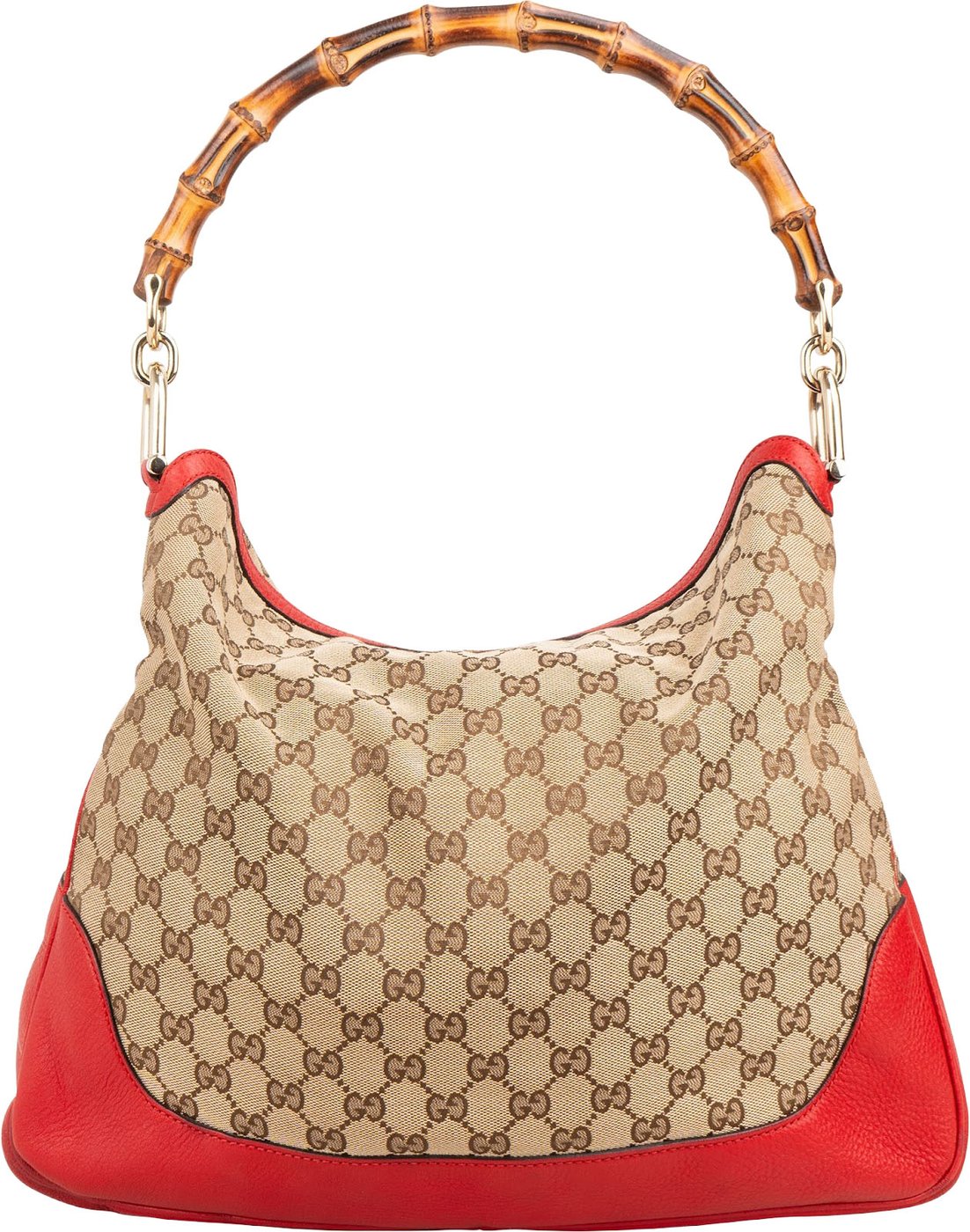 Gucci Monogram GG Canvas Bamboo Handle Hobo Shoulder Bag