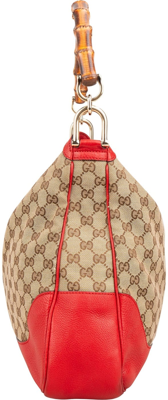 Gucci Monogram GG Canvas Bamboo Handle Hobo Shoulder Bag