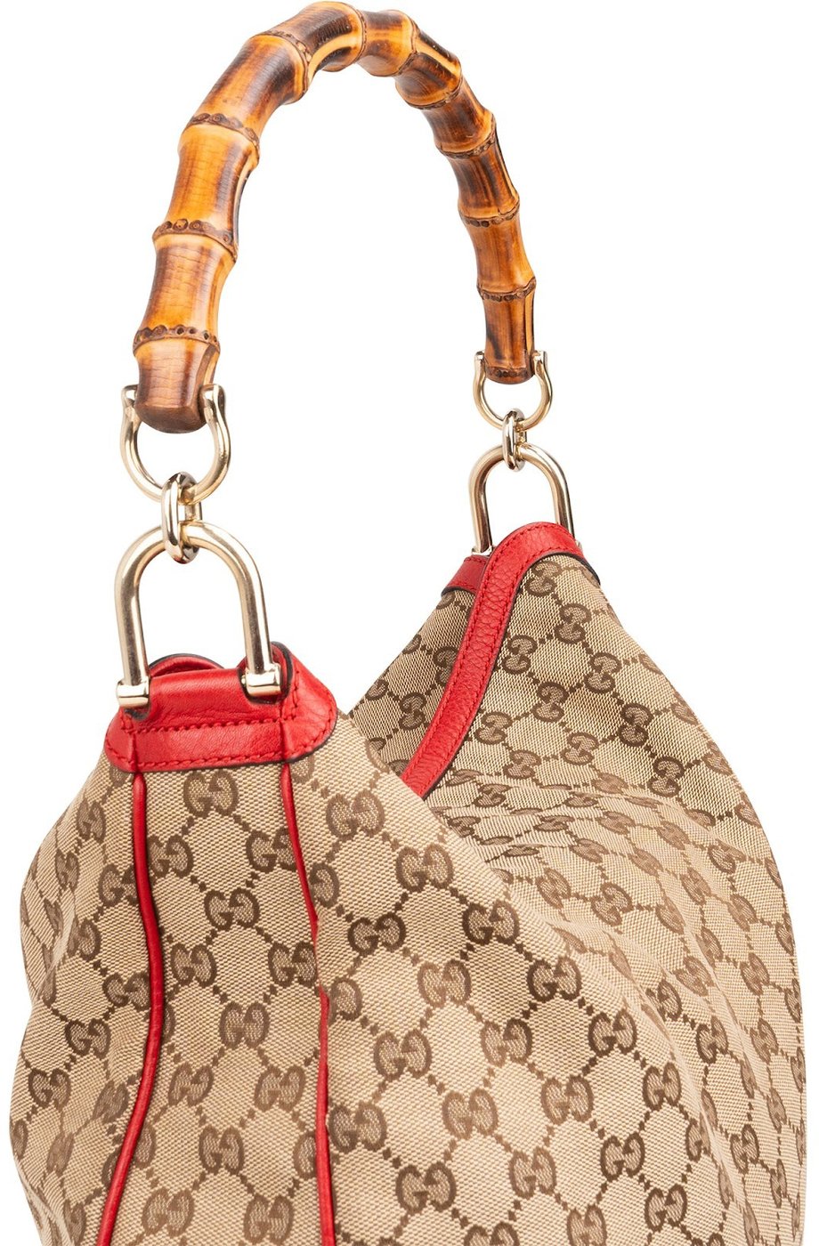 Gucci Monogram GG Canvas Bamboo Handle Hobo Shoulder Bag