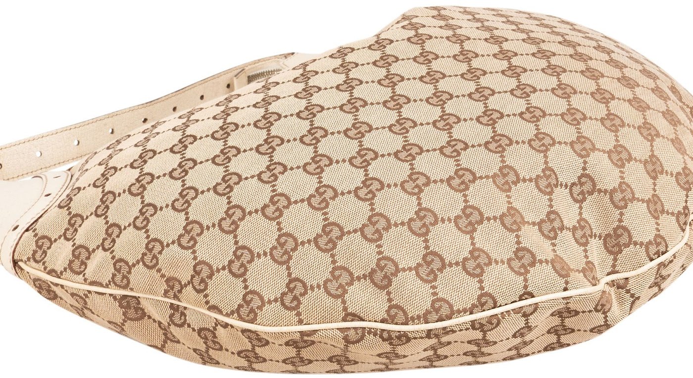 Gucci Monogram GG Canvas Perforated Leather Large Crescent Shoulder Bag