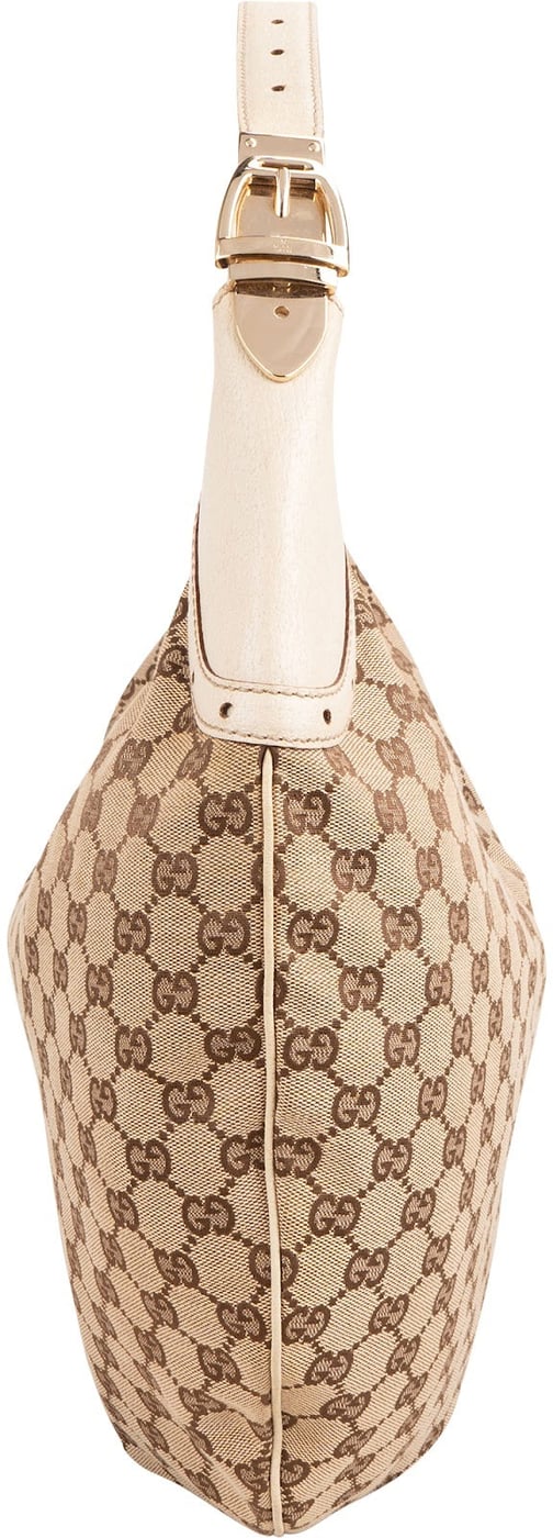 Gucci Monogram GG Canvas Perforated Leather Large Crescent Shoulder Bag