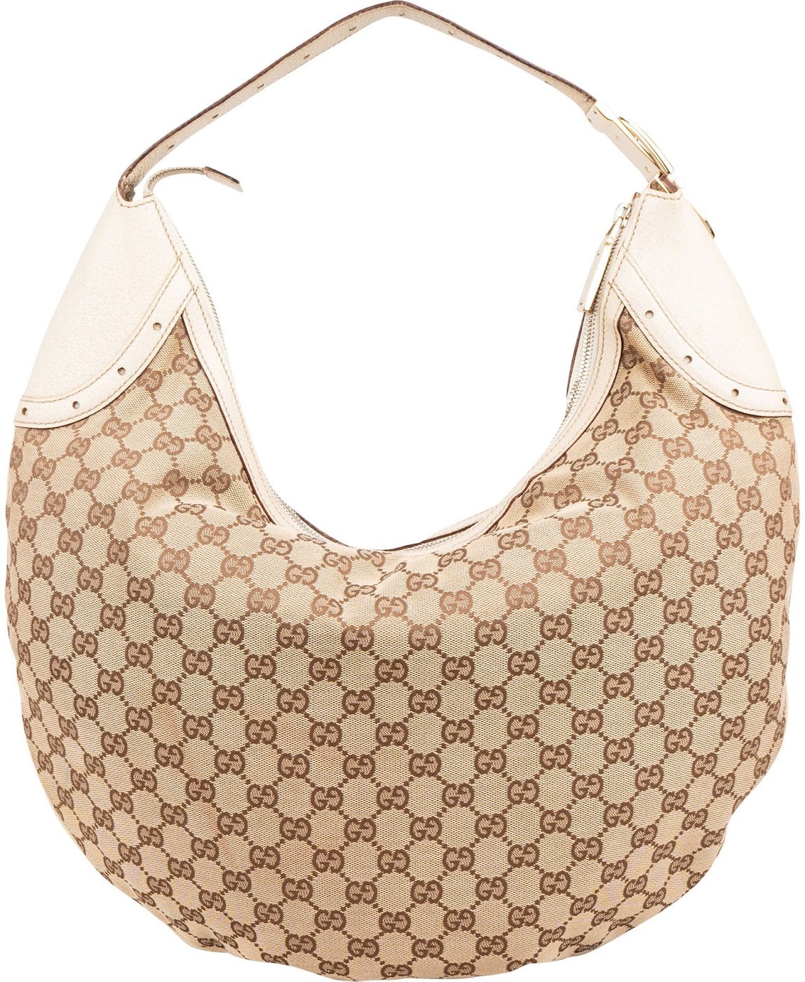Gucci Monogram GG Canvas Perforated Leather Large Crescent Shoulder Bag