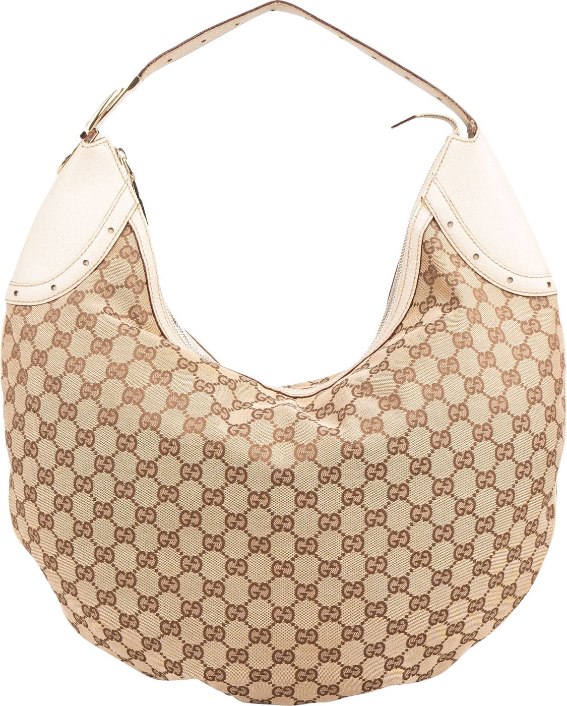 Gucci Monogram GG Canvas Perforated Leather Large Crescent Shoulder Bag