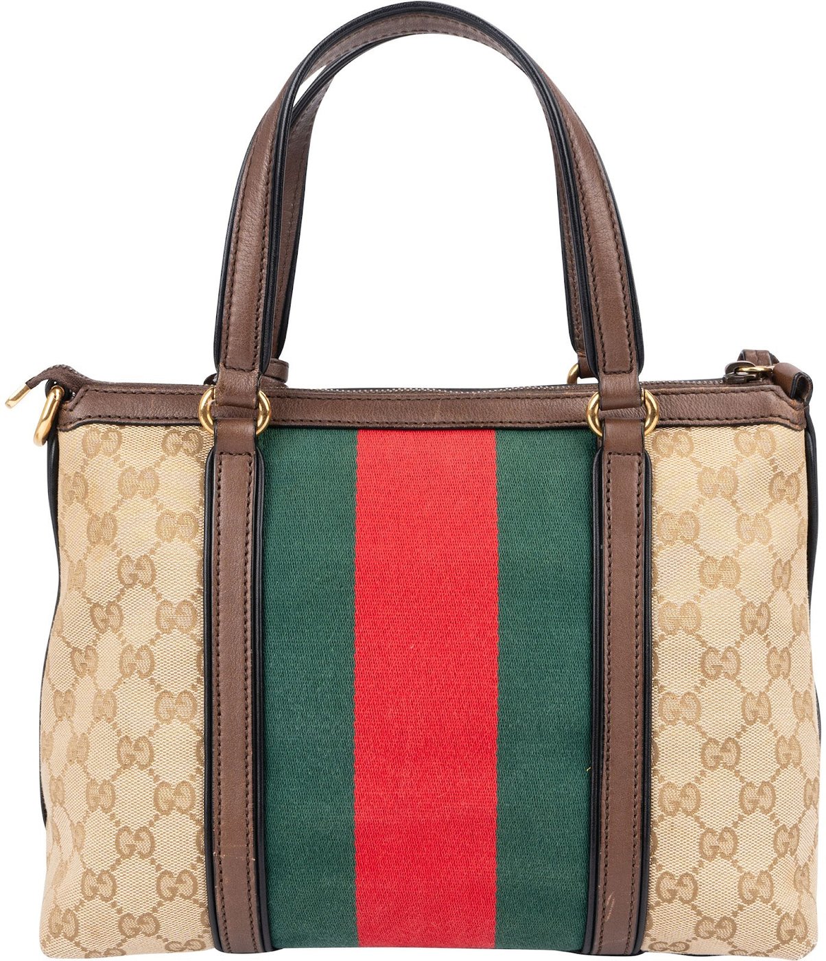 Gucci Monogram GG Canvas Bella Bamboo Tassel Tote Handbag