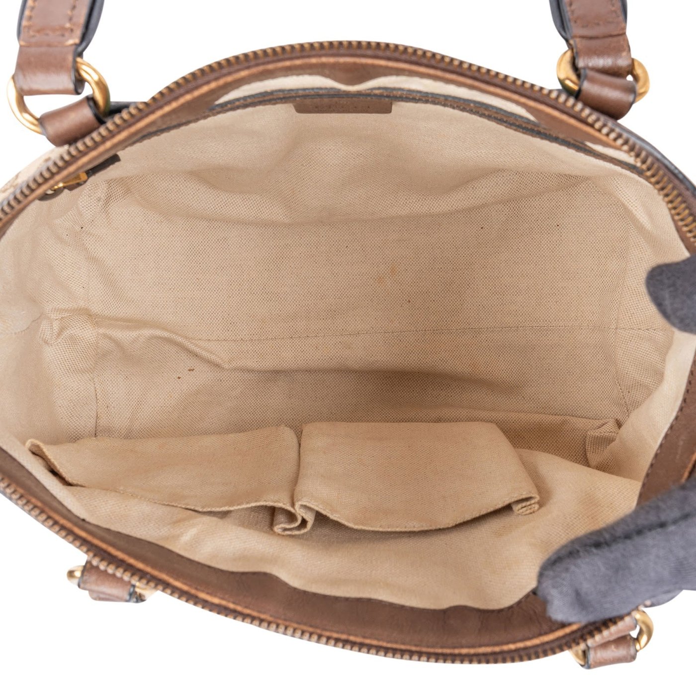 Gucci Monogram GG Canvas Bella Bamboo Tassel Tote Handbag