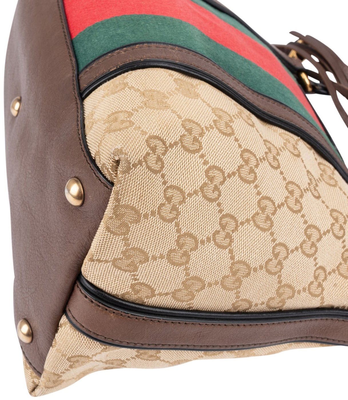 Gucci Monogram GG Canvas Bella Bamboo Tassel Tote Handbag