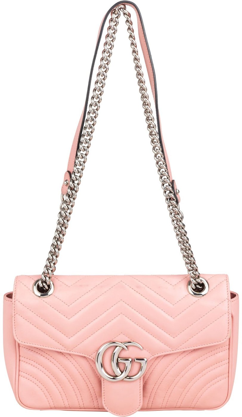 Gucci Pink Leather GG Marmont Matelassé Shoulder Crossbody Bag