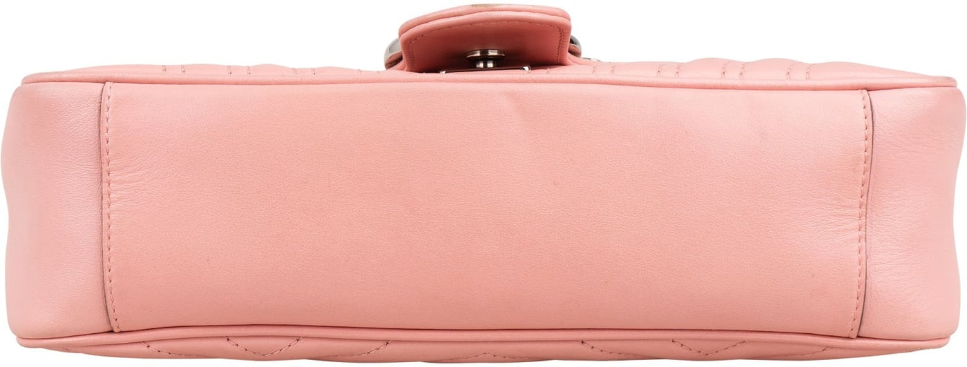 Gucci Pink Leather GG Marmont Matelassé Shoulder Crossbody Bag