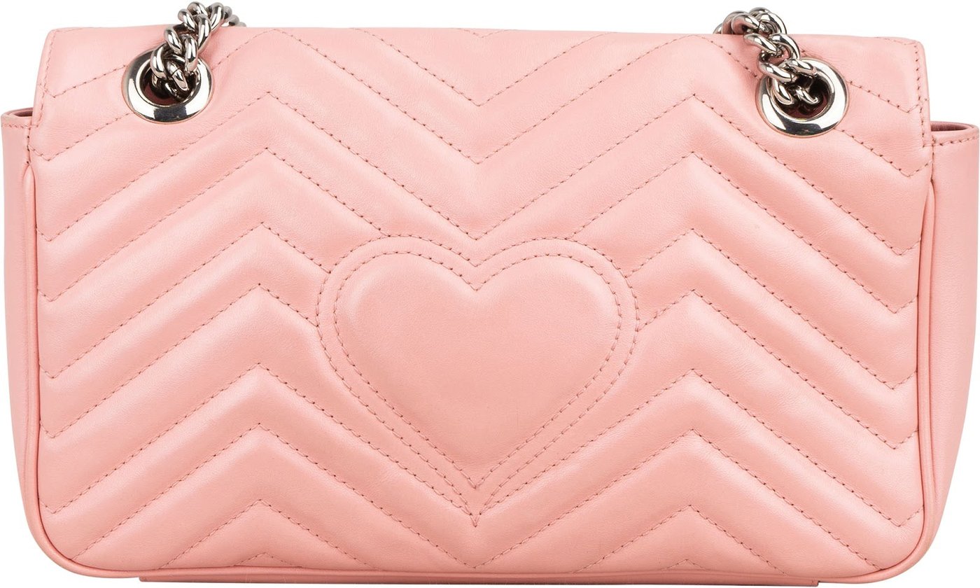 Gucci Pink Leather GG Marmont Matelassé Shoulder Crossbody Bag