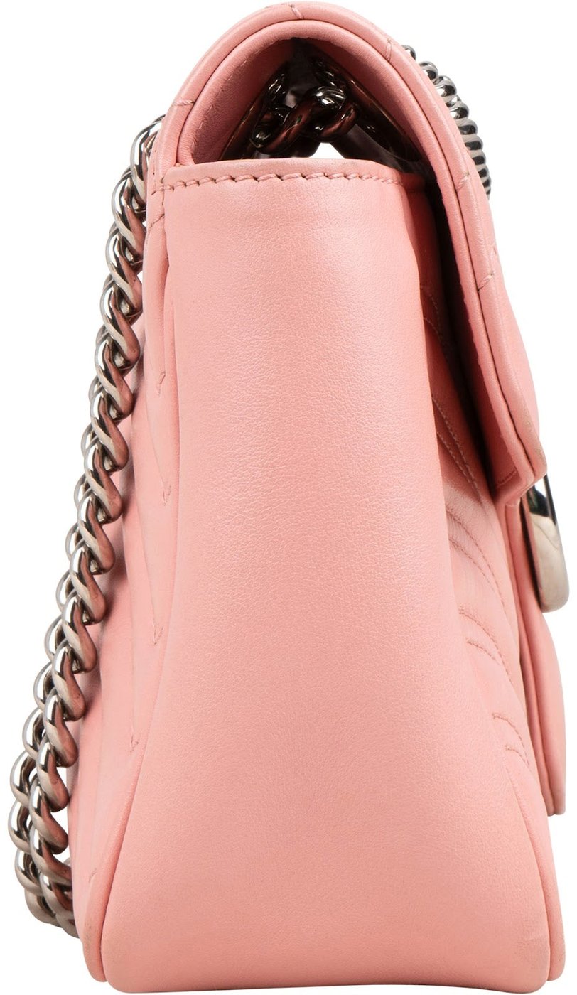 Gucci Pink Leather GG Marmont Matelassé Shoulder Crossbody Bag