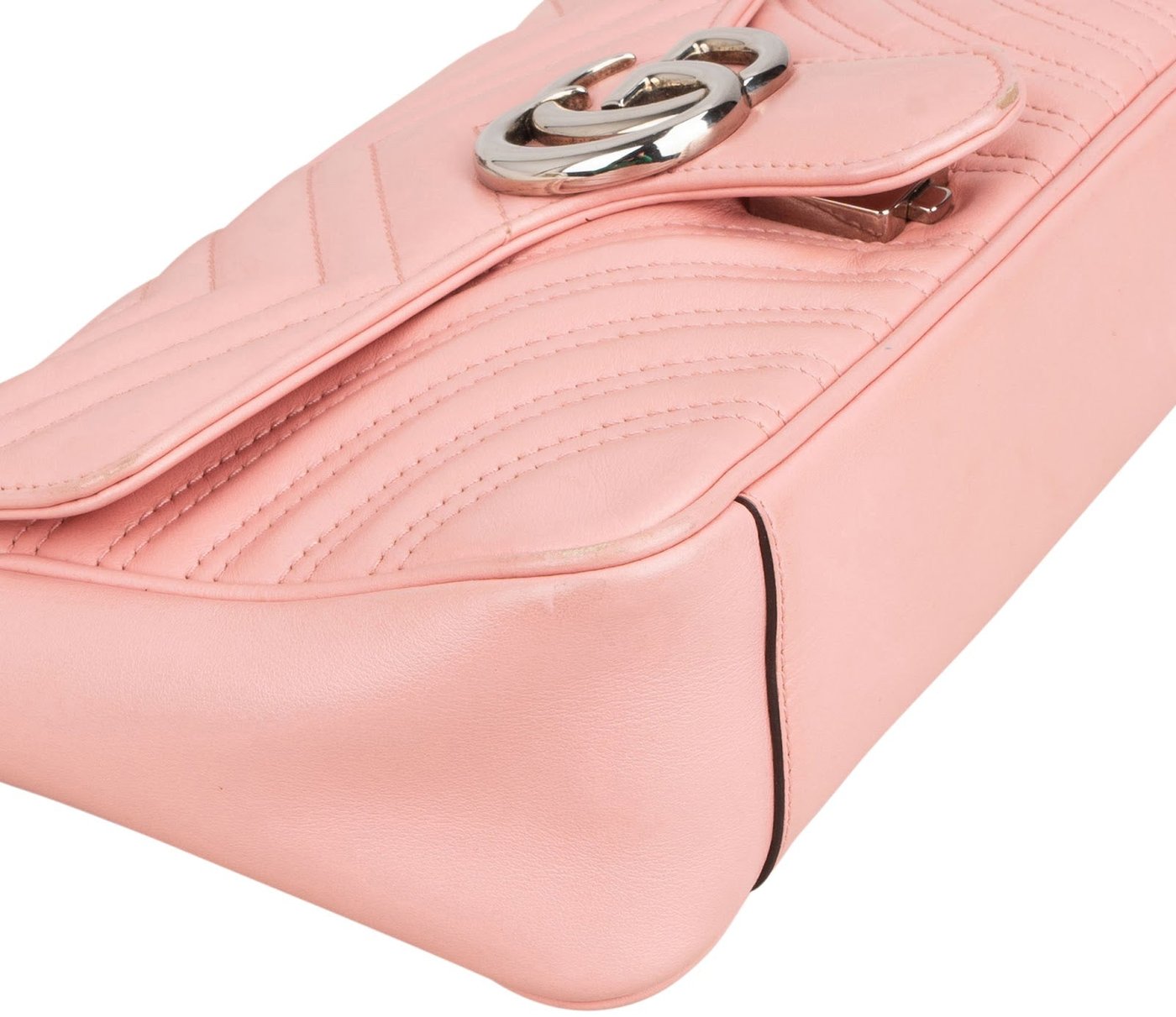 Gucci Pink Leather GG Marmont Matelassé Shoulder Crossbody Bag