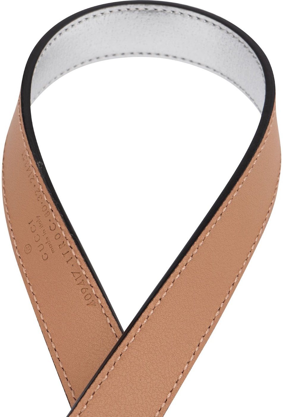 Gucci Silver Metallic Leather GG Marmont Thin Belt (80 / 32)