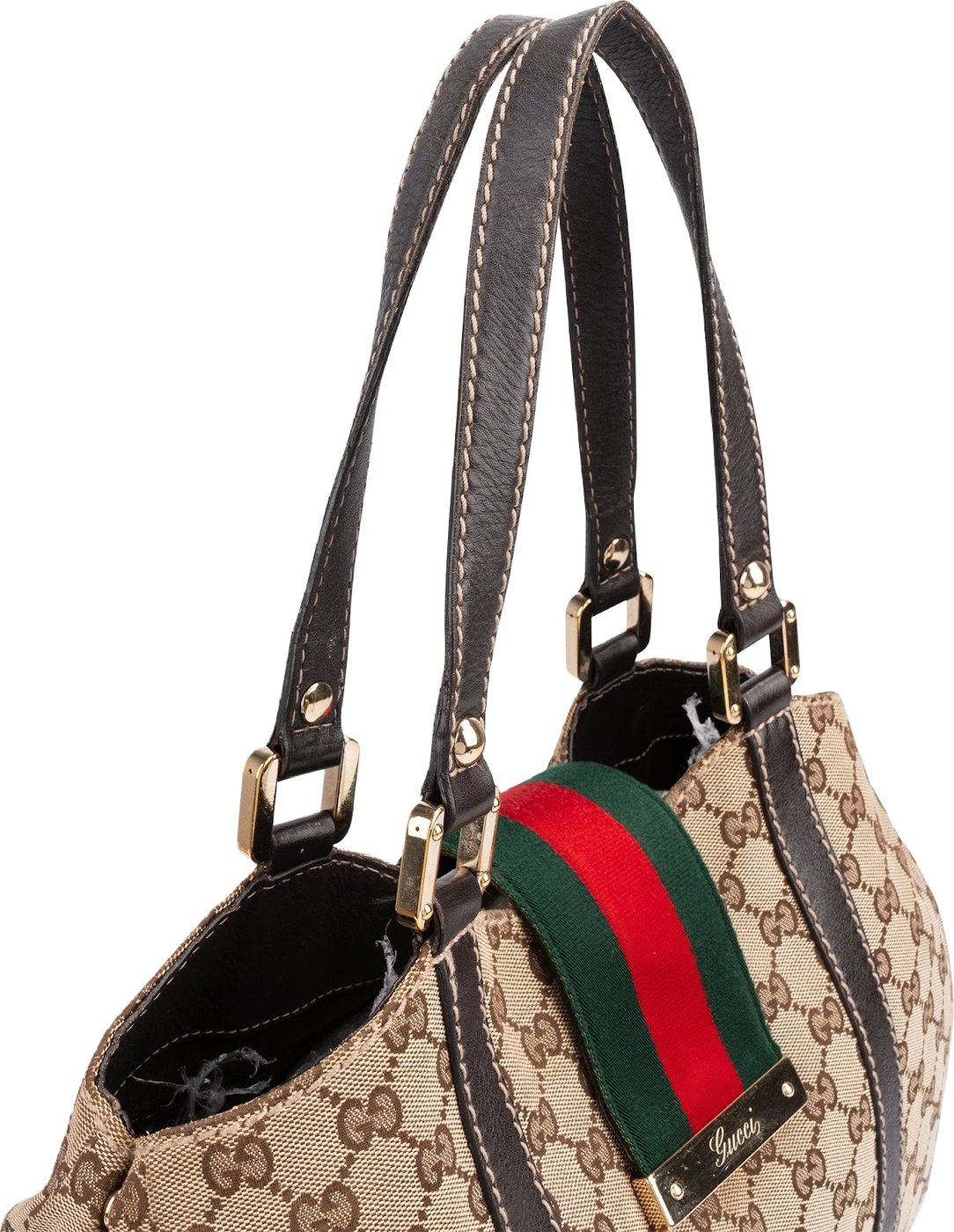 Gucci Monogram GG Canvas New Britt Web Hobo Shoulder Bag