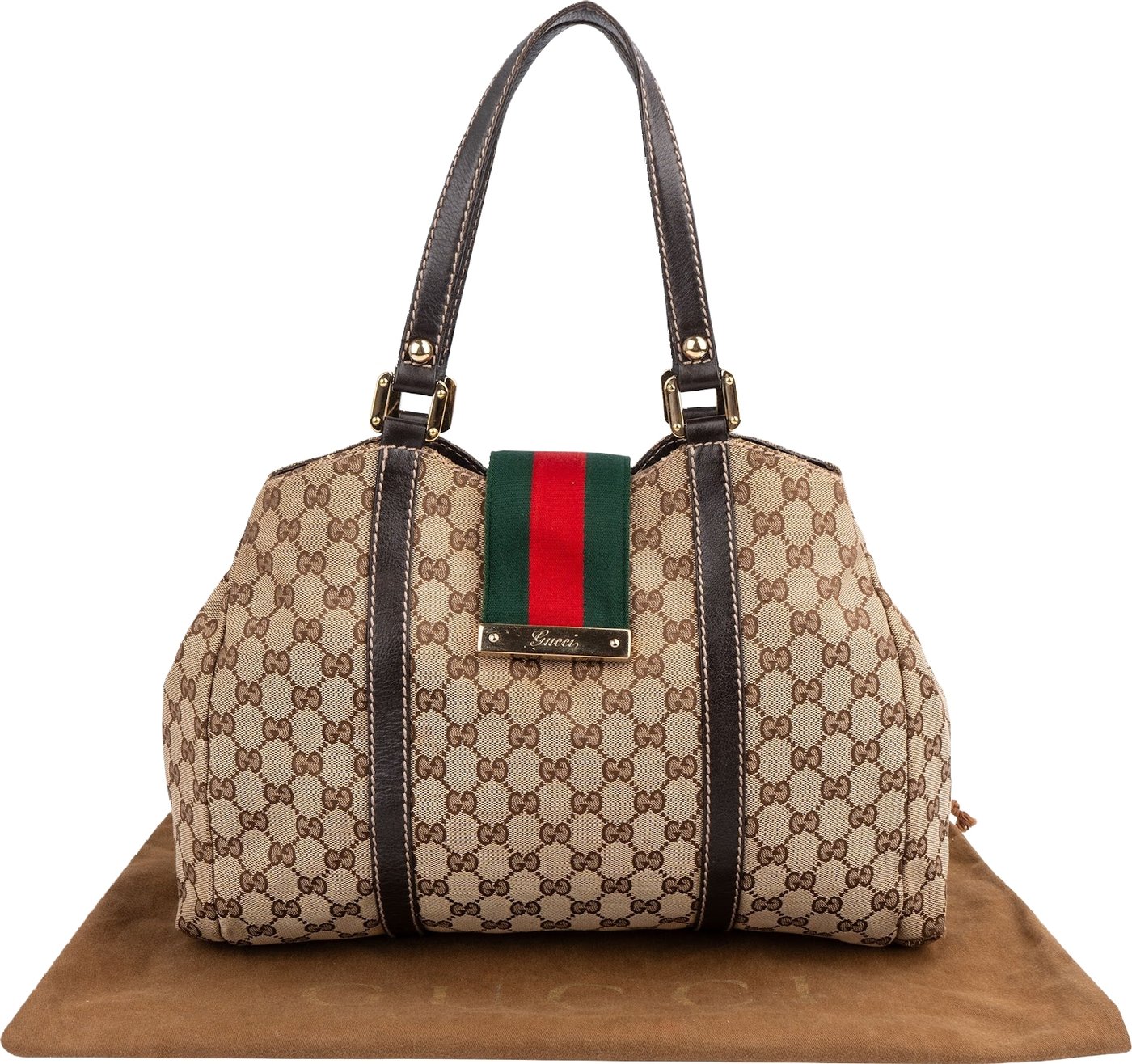 Gucci Monogram GG Canvas New Britt Web Hobo Shoulder Bag
