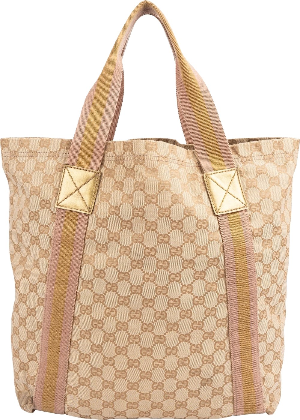 Gucci Monogram GG Canvas Metallic Web Large Tote Handbag