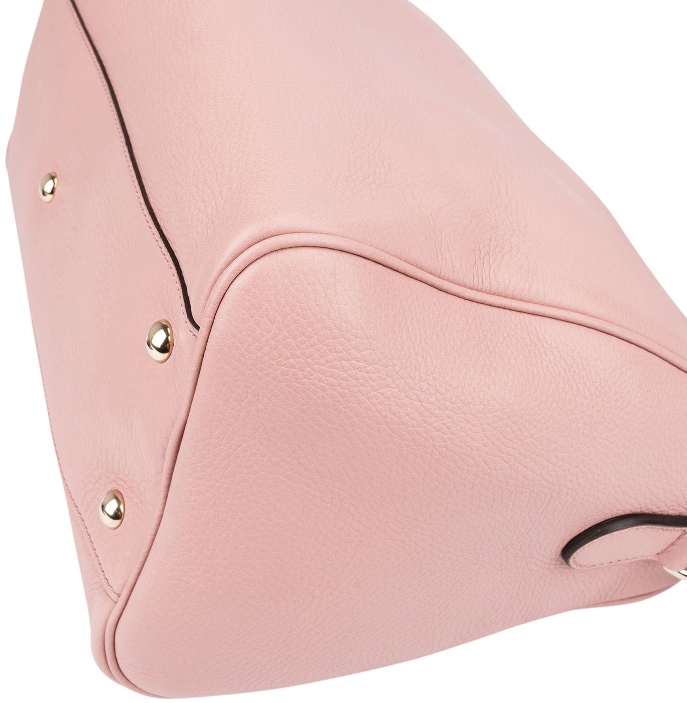 Gucci Pink Pebbled Leather Bamboo Top Handle Handbag