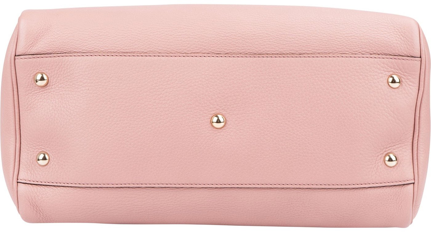 Gucci Pink Pebbled Leather Bamboo Top Handle Handbag