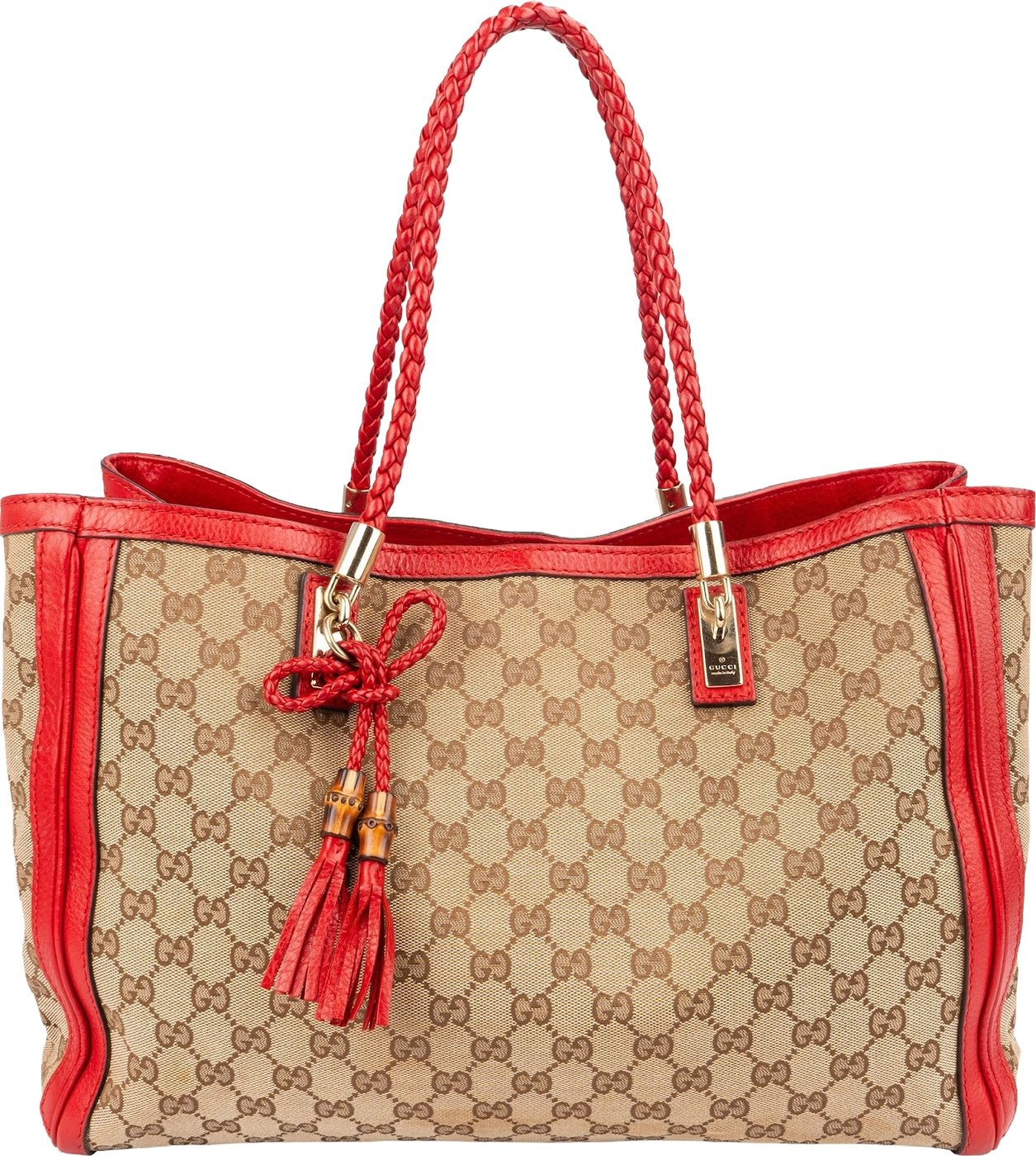 Gucci Monogram GG Canvas Bella Bamboo Handbag