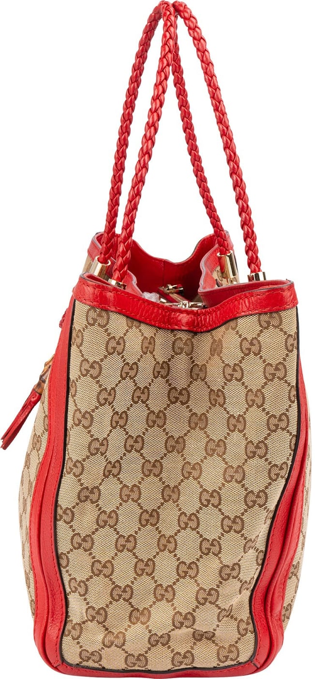 Gucci Monogram GG Canvas Bella Bamboo Handbag