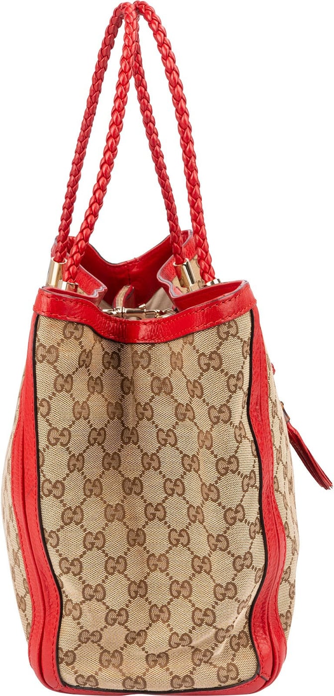 Gucci Monogram GG Canvas Bella Bamboo Handbag