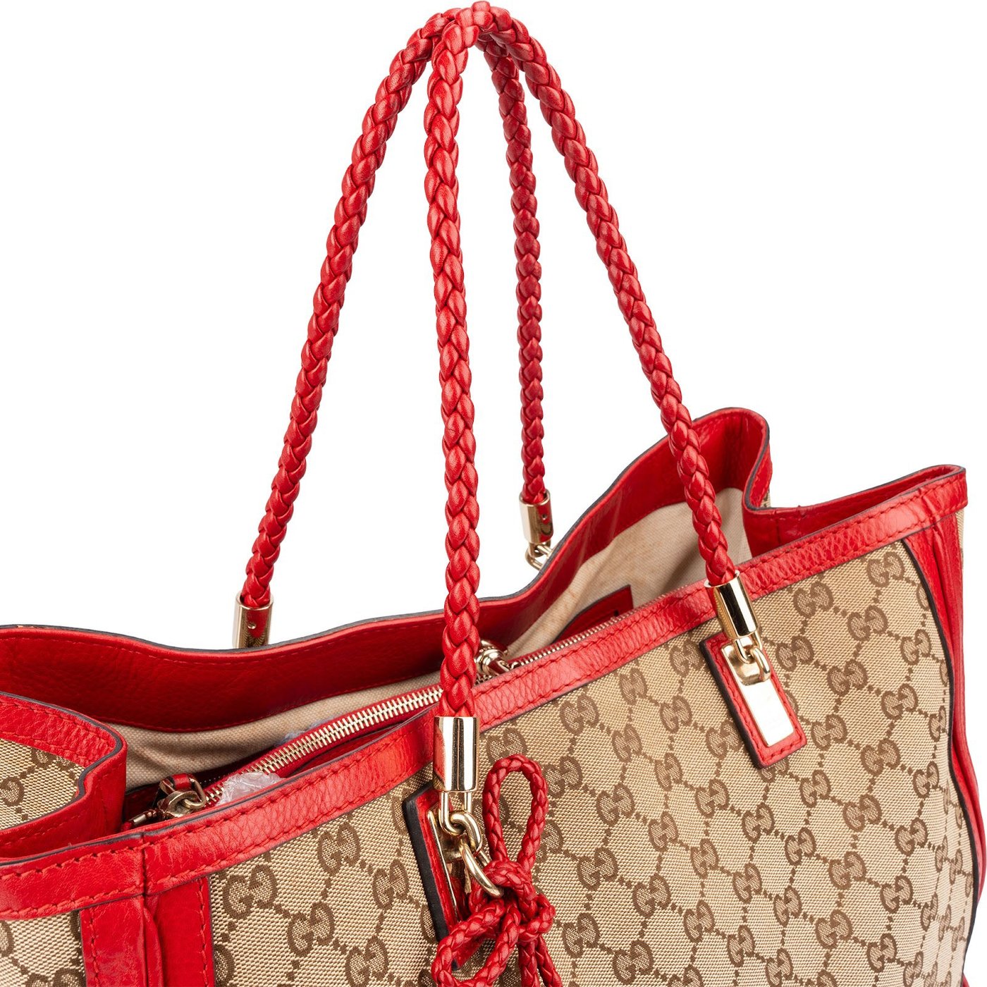 Gucci Monogram GG Canvas Bella Bamboo Handbag