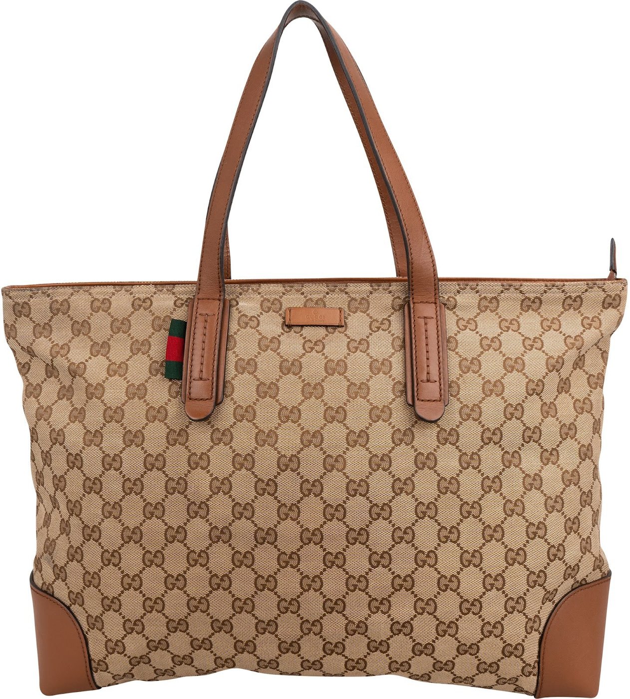 Gucci Monogram GG Canvas Web Large Tote Shoulder Bag