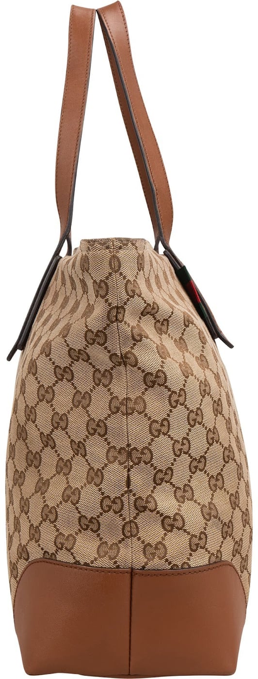 Gucci Monogram GG Canvas Web Large Tote Shoulder Bag