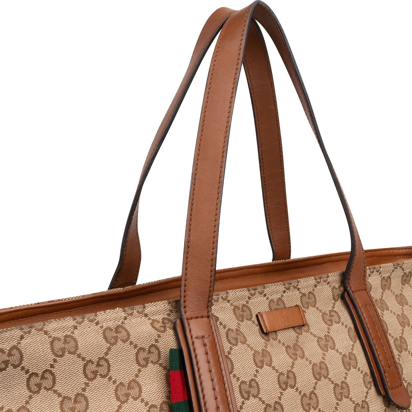 Gucci Monogram GG Canvas Web Large Tote Shoulder Bag